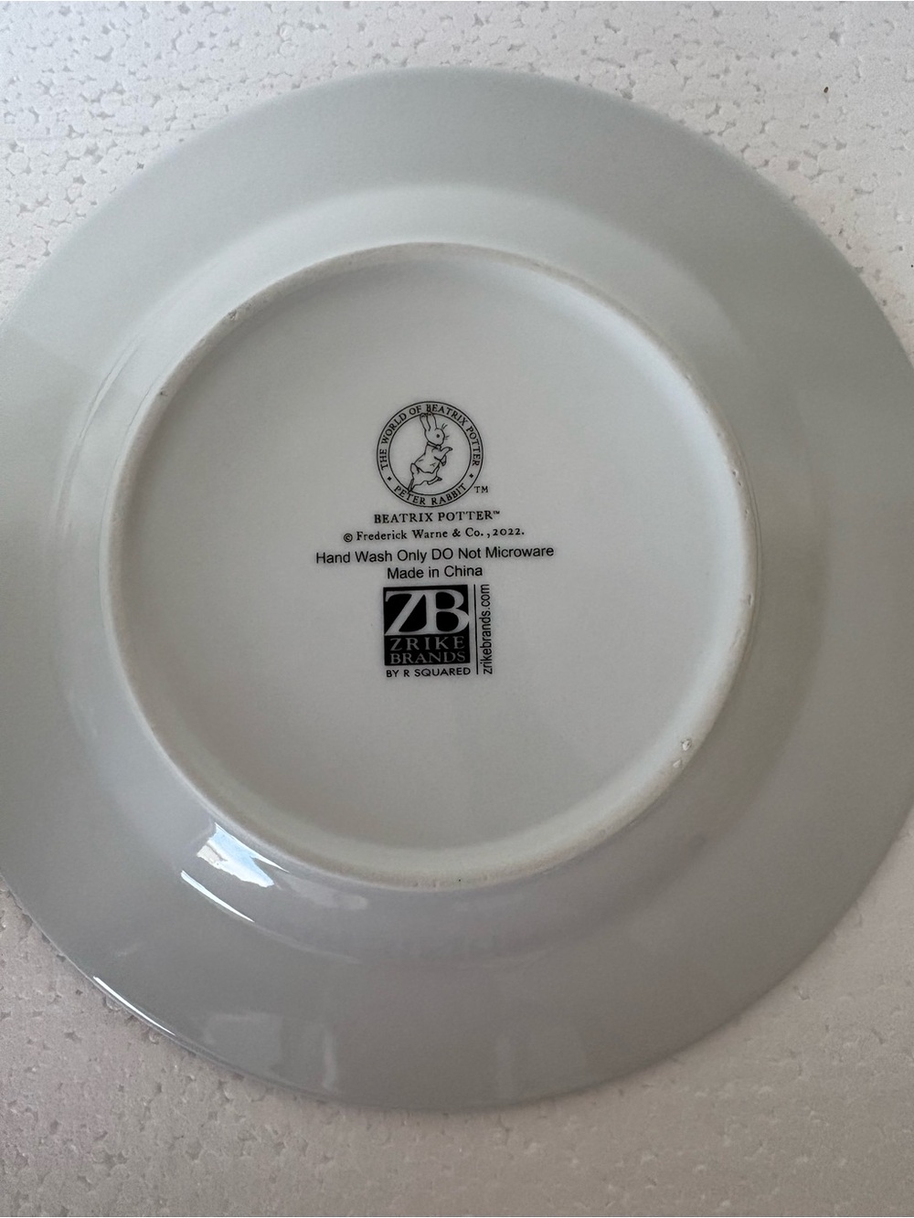 Porcelain Bunny Motif Salad Plate with Gold Rim QTY 6 — White, Blue & Pink - Picture 3 of 3